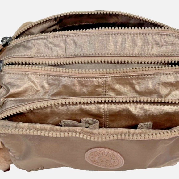 Kipling Sparkly Gold Adjustable Shoulder Crossbody Handbag Purse New with Tags - Picture 14 of 16